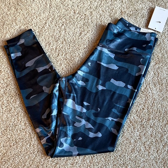 New Nike Dry Fit Blue Camo camouflage leggings work out pants size large - Picture 2 of 6